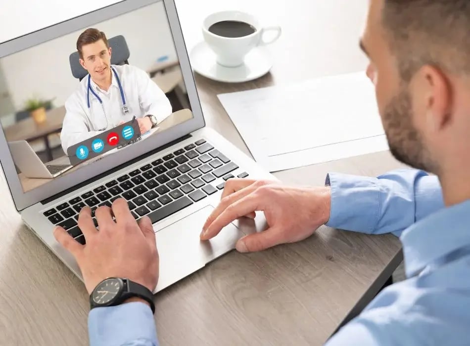 man telehealth appointment