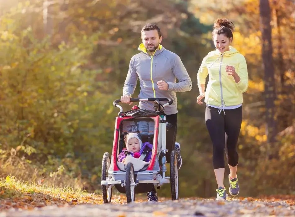 family exercising in park